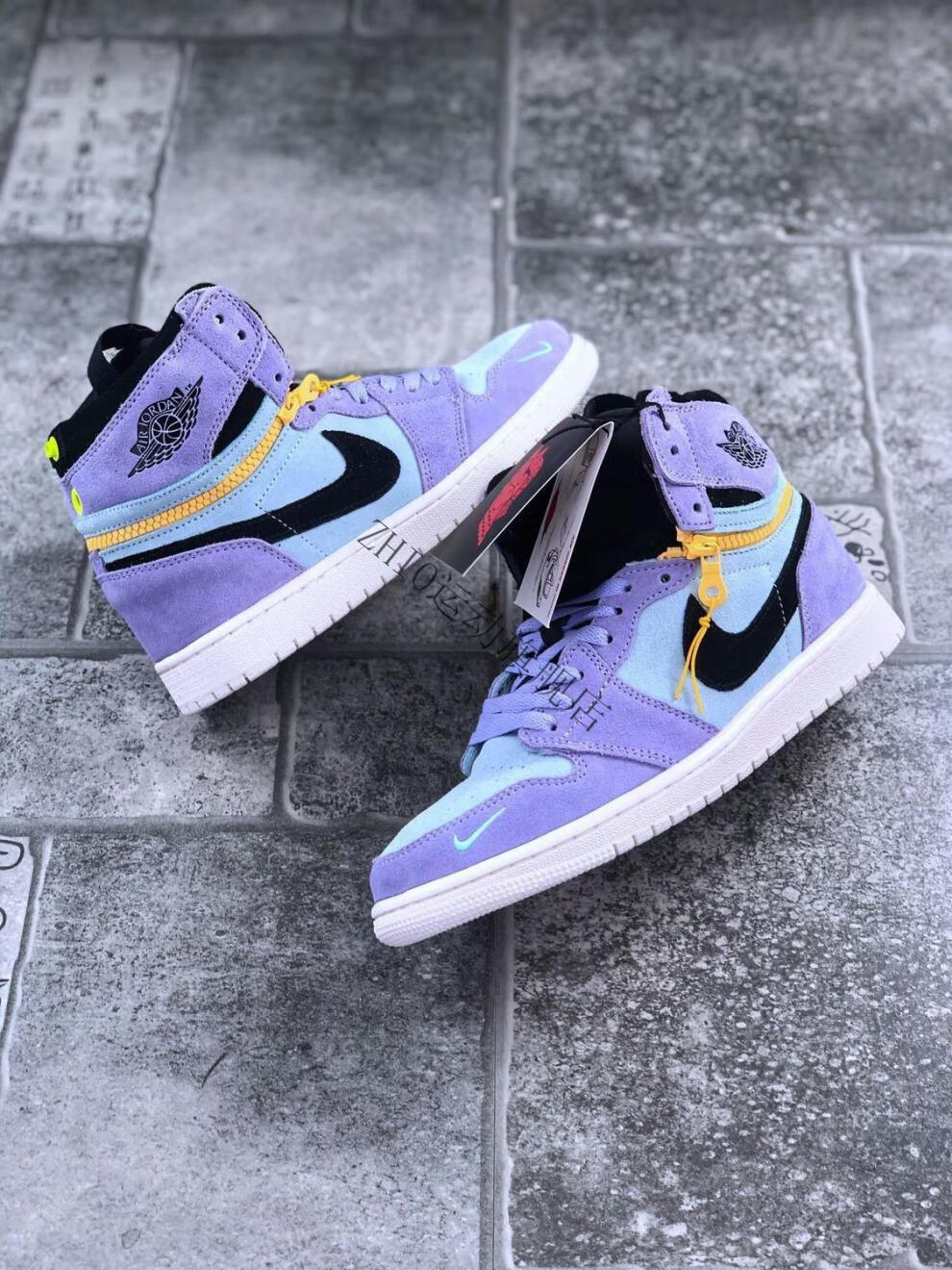 switch 烟灰 杏橙 紫罗兰 拉链换帮高帮篮球鞋cw6576-800 aj1 switch