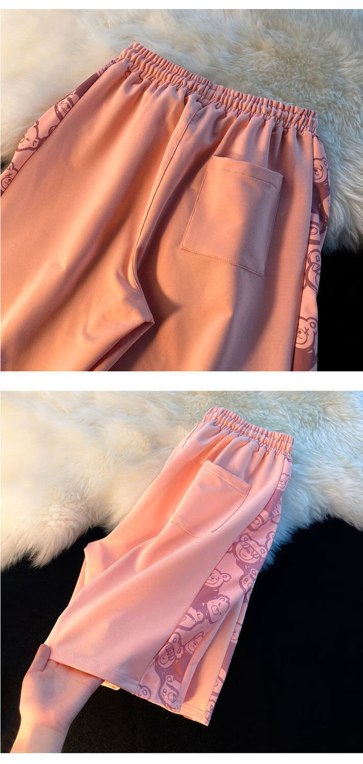 短裤女夏季薄款纯棉小熊冰丝休闲运动篮球短裤男女宽松情侣学生五分裤