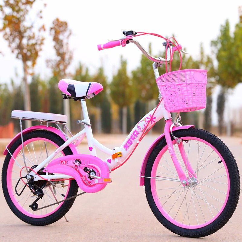 儿童自行车201618寸小学生67891012岁童车女孩单车黑胎折叠粉色座板款