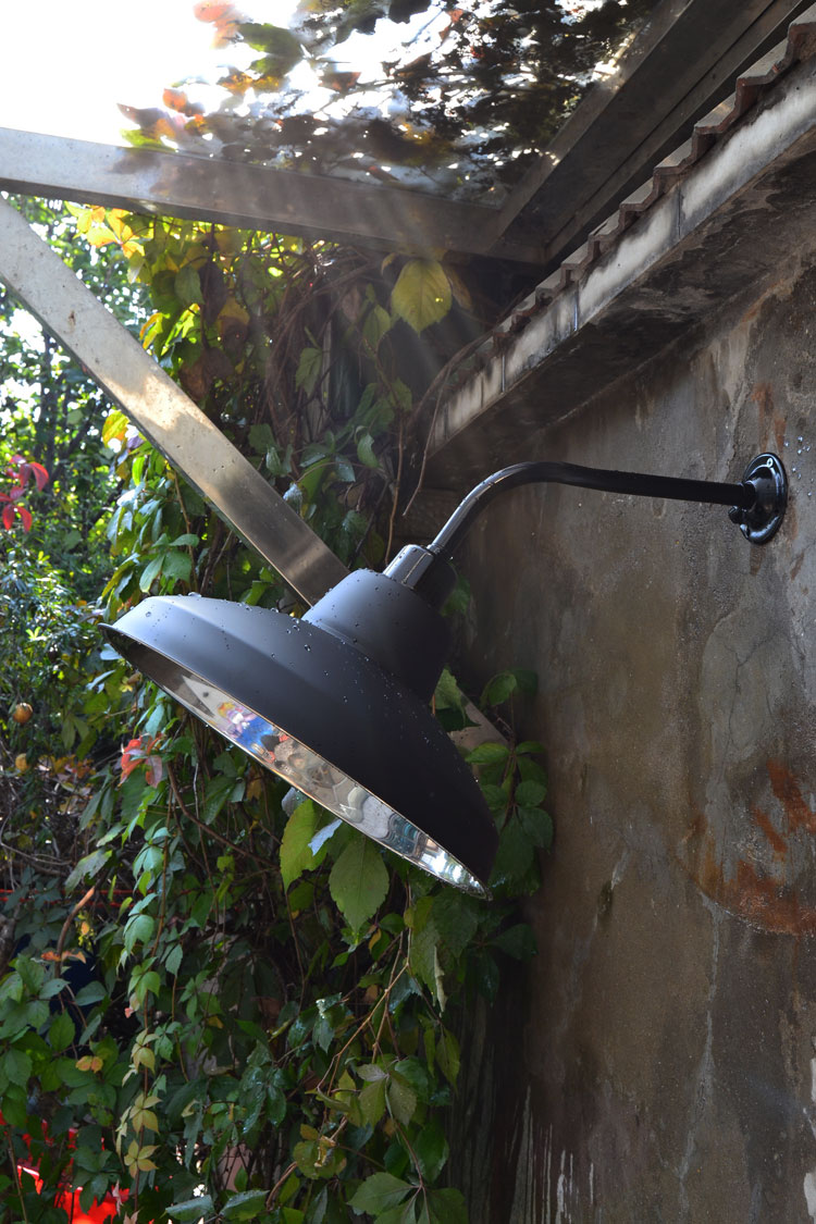 工矿灯罩 室外不锈钢防水路灯户外防雨灯罩 大弯杆不锈钢深罩38cm