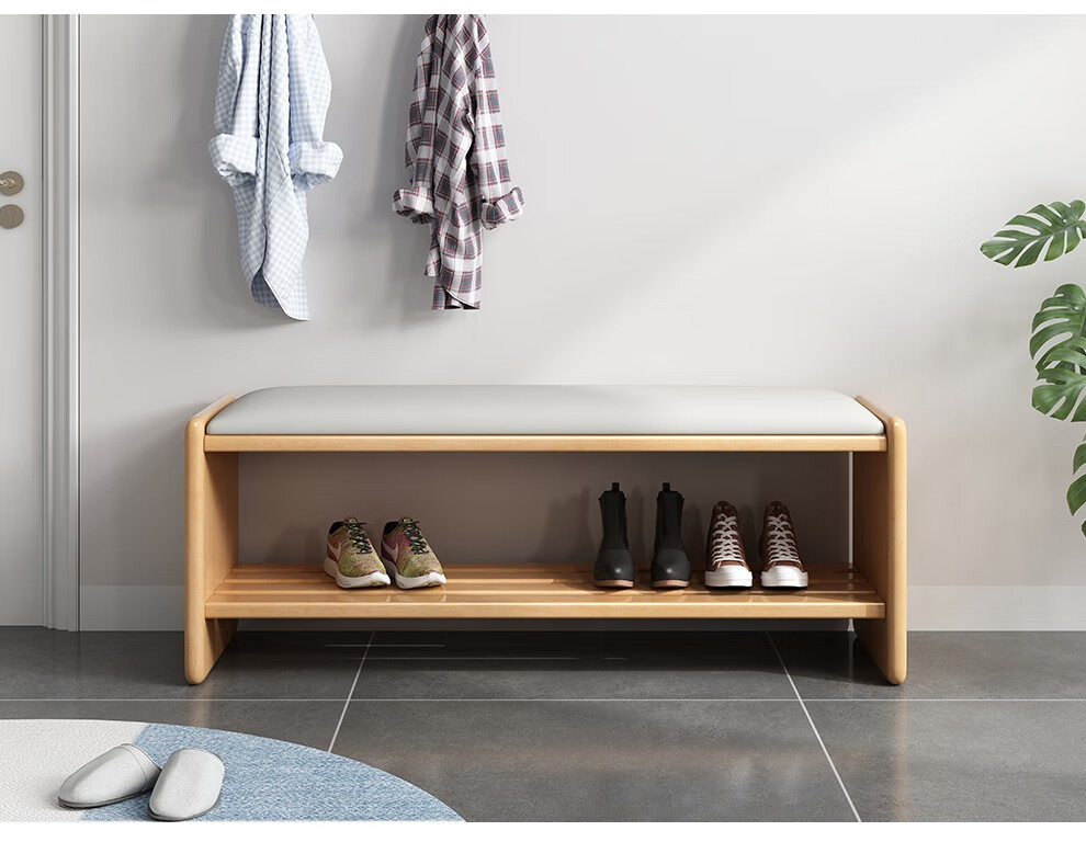 久玖多 换鞋凳 实木换鞋凳收纳储物凳欧式鞋柜式鞋凳家具 纯白色 30*