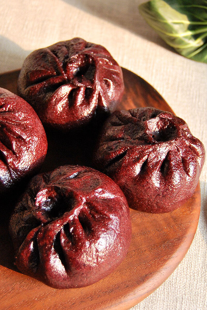 黑米红豆包子农家手工低粗粮杂粮馒头 一包5个黑米红豆包 默认【图片