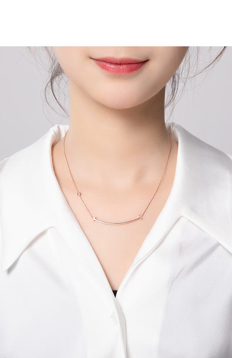 ck施华洛世奇锆钻石微笑项链女锁骨链新款in简约彩金饰品吊坠潮轻奢