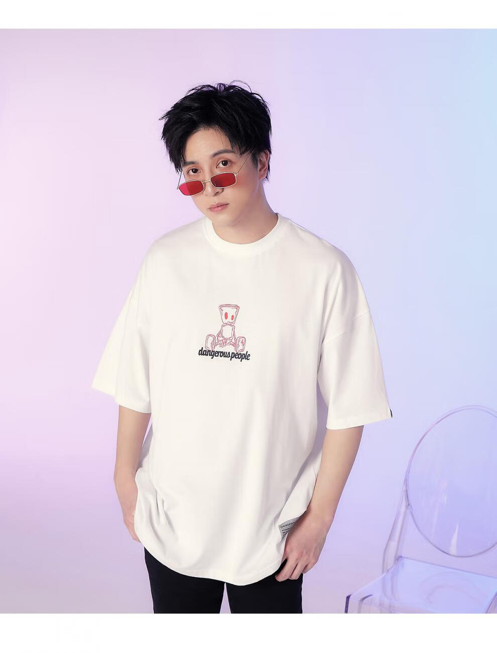 dangerouspeople 薛之谦dsp提线木偶纸袋人潮流圆领宽松短袖t恤 白色