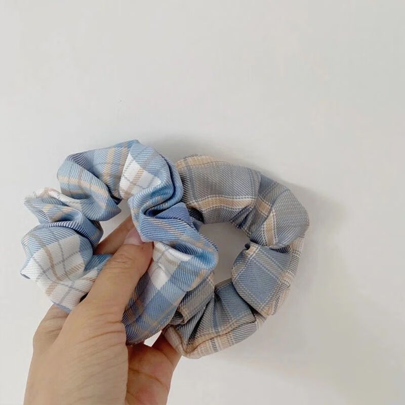 大肠发圈jk制服格子一套简约意式格子网红同款发圈 复古ins发绳头饰品