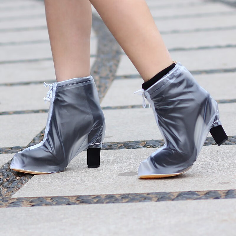 酷否高跟露跟鞋套防滑防水防雨鞋套女士雨天出行高跟鞋套透明护鞋套