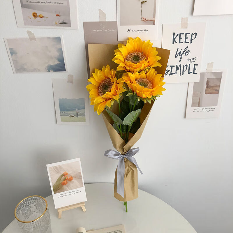 鹿珞ins风向日葵仿真花太阳花假花家居软装插花餐桌摆件野餐拍照道具