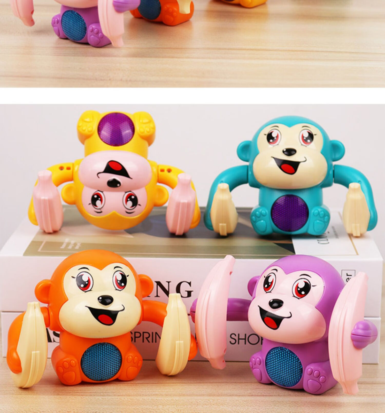 翻滚猴子婴儿玩具有声会动宝宝幼儿启智早教男孩女孩声控感应玩具翻斗