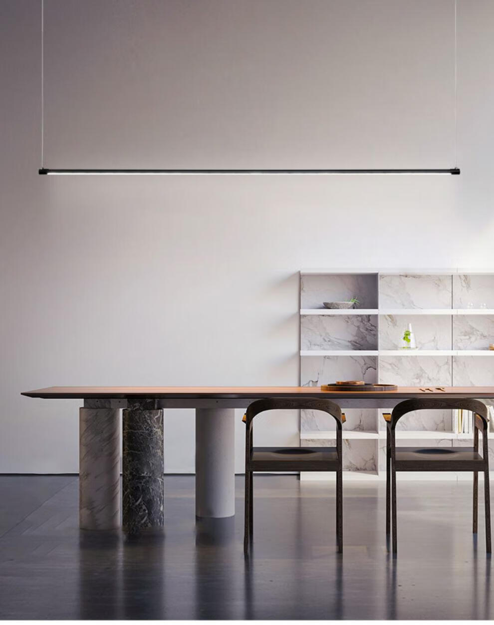 北欧餐厅灯办公室吊灯吧台极简工业风现代简约led长条灯创意灯具 金色