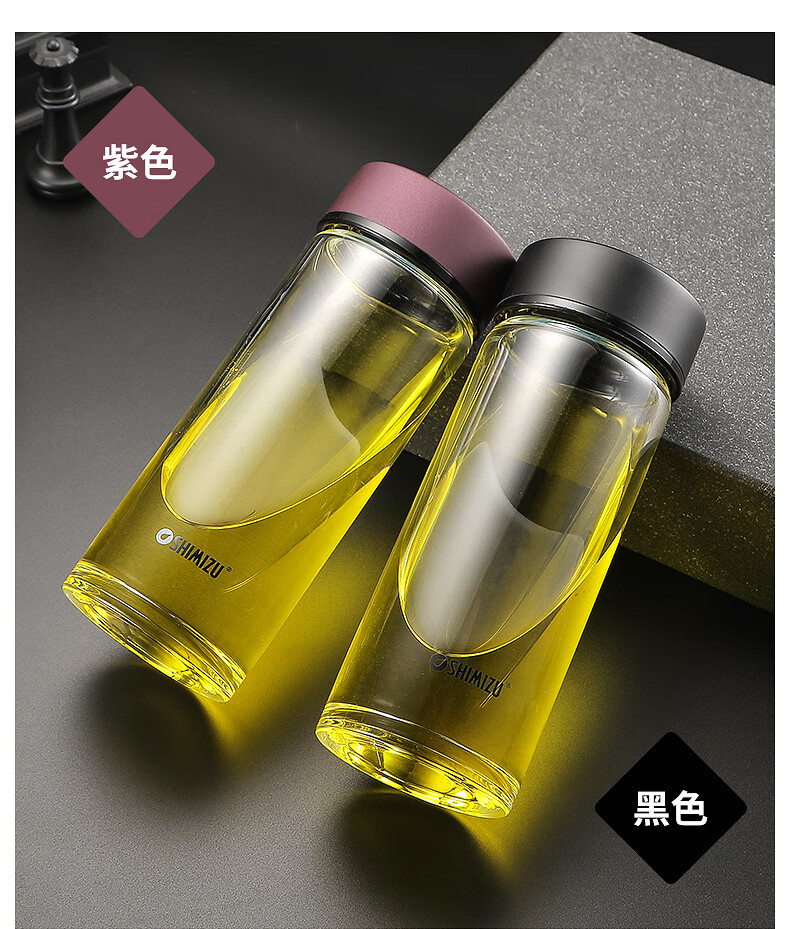 清水玻璃杯女士清水单层玻璃杯加厚耐热大容量透明绿茶杯男女士便携