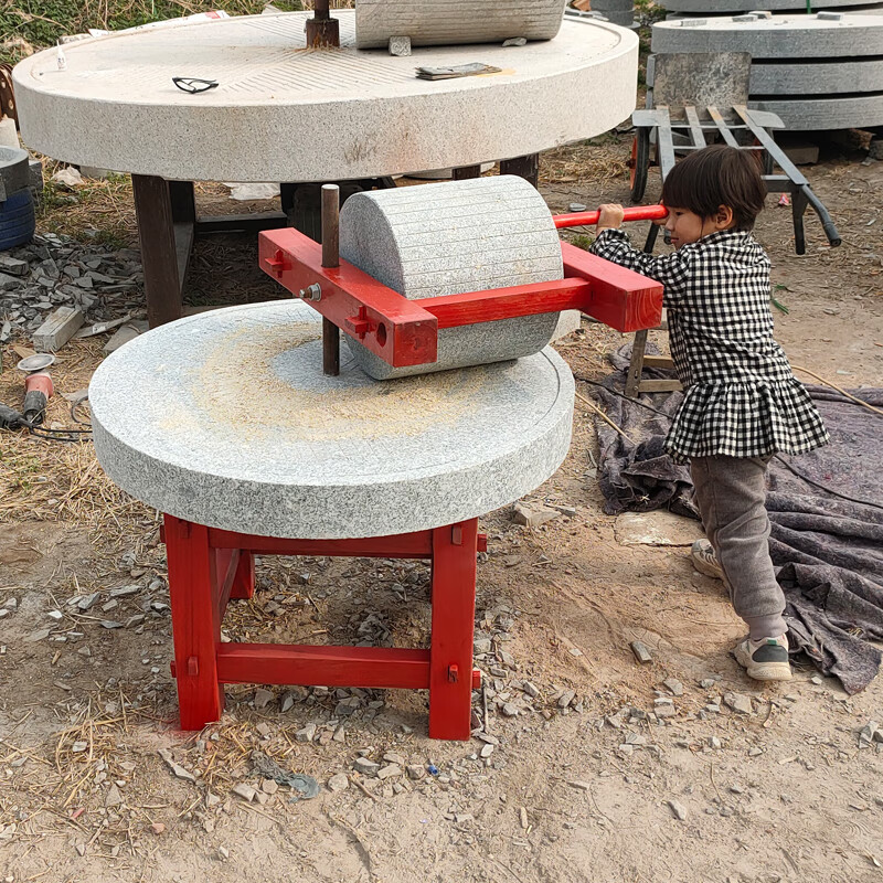 翱钒 手推石磨老式家用磨面压粮食磨盘儿童体验公园