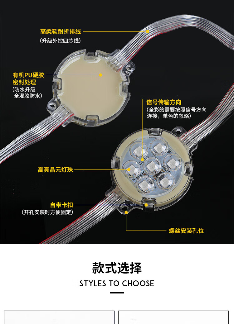 門頭235公分點光源24v七彩跑馬燈復古燈泡變色彩色燈泡暖黃燈泡3公分