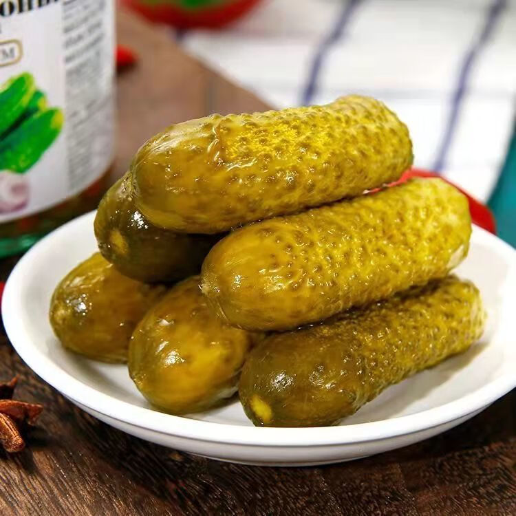 俄罗斯russia进口俄式酸黄瓜俄罗斯进口泡菜腌制小黄瓜罐头500g即食下
