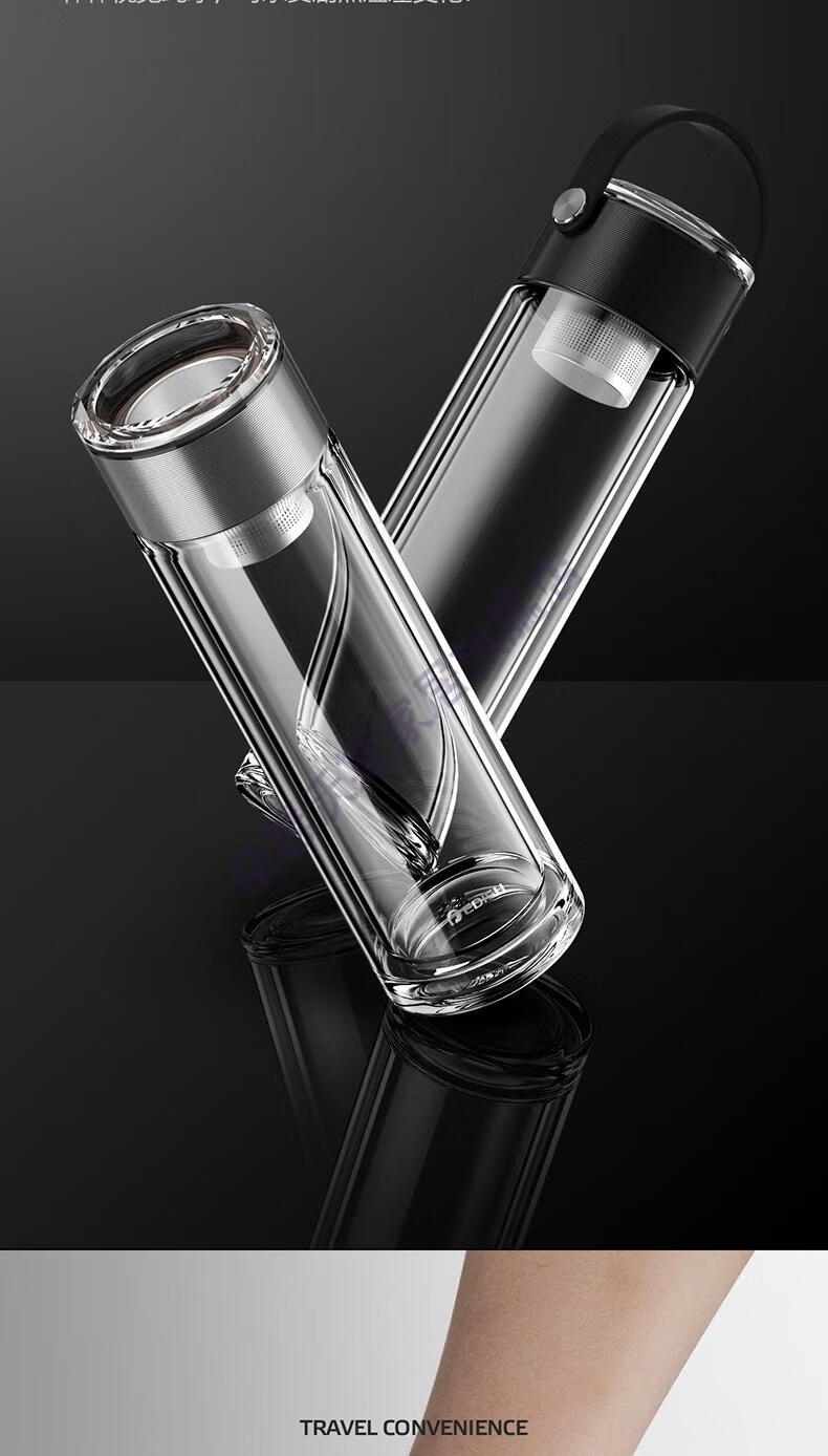 德国edish双层玻璃杯便携水晶杯子男士商务泡茶杯过滤礼品定制 流光银