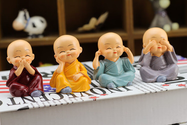 世锋适用于汽车摆件车载摆件功夫四不小和尚汽车摆件车用摆件可爱车内