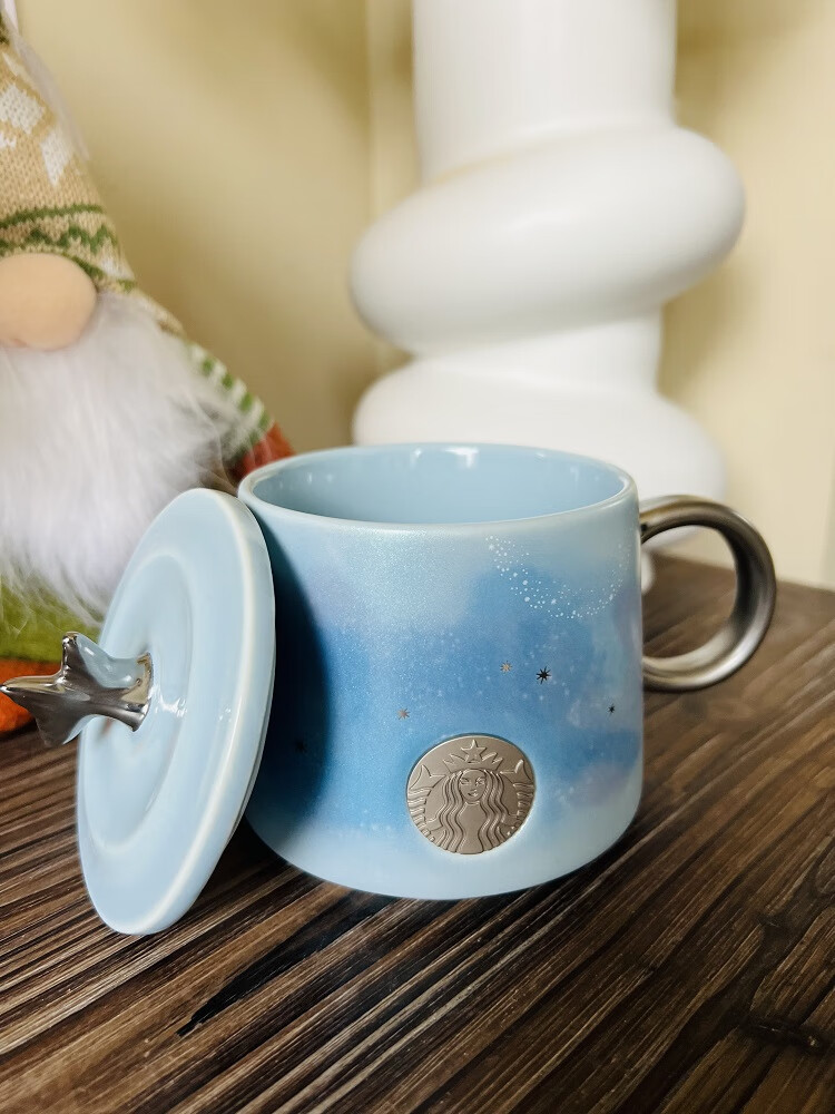 星巴克马克水杯2022新款梦幻星空蓝紫色双鱼尾咖啡杯情侣陶瓷梦幻星空