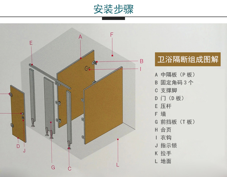 圣仕普简约公共卫生间学校厕所工厂蹲坑淋浴房铝蜂窝pvc塑钢防水隔断