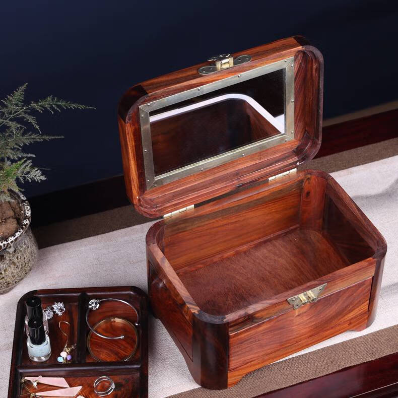 红木首饰盒大红酸枝手饰收纳盒大红酸枝红木首饰盒复古中国风结婚陪嫁