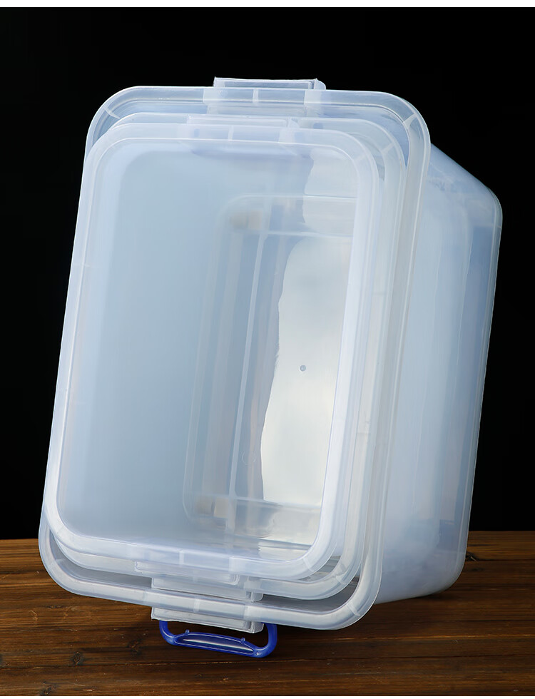 文件书籍储物箱 透明带轮 塑料带盖透明收纳箱家用整理箱玩具手提带轮