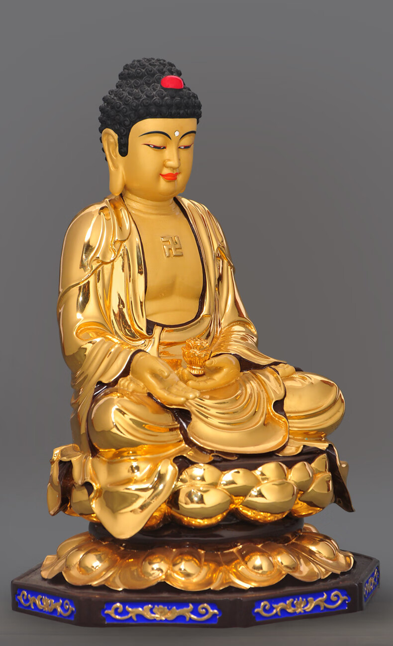 全铜鎏金24k金阿弥陀佛佛像佛教寺庙居家供奉三宝佛佛像摆件 12寸阿