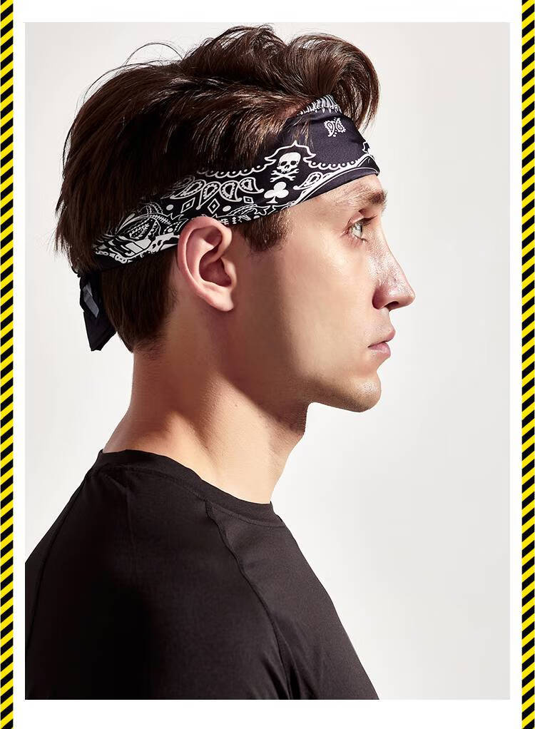 腰果花方巾男复古哈雷机车面罩防晒冰丝摩托车骑行面巾嘻哈头巾女 fj