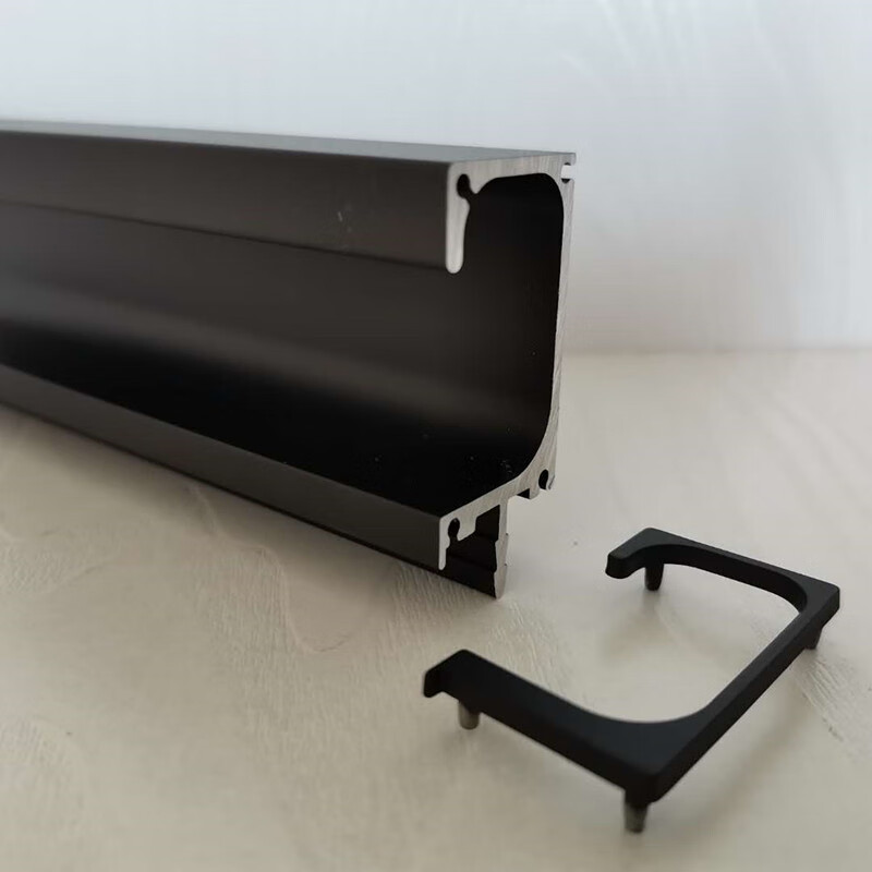 铝合金橱柜隐形柜门暗拉手衣柜条型g型拉手抽屉门板型材18板堵头 黑色