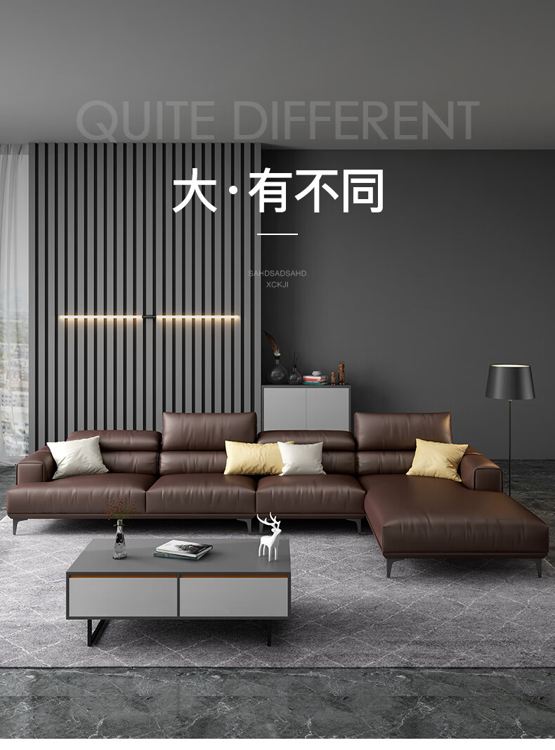 绿林咖 大小户型极简科技布沙发北欧轻奢布艺沙发客厅转角组合简约家具 双人+单人+左贵妃 标准款(免洗防污科技布)