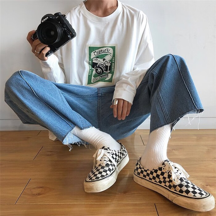 棋盘格鞋韩风棋盘格套脚帆布鞋男女黑白格子情侣款潮鞋一脚蹬休闲鞋子