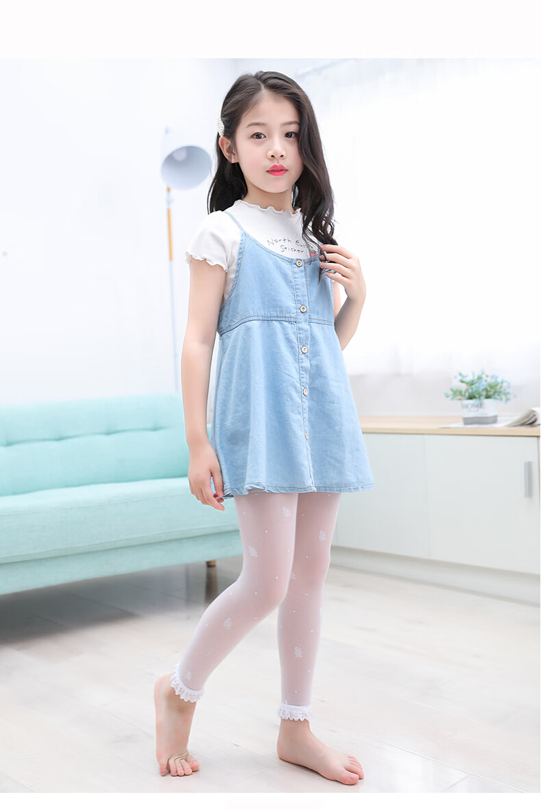 儿童连裤袜夏天防勾丝女童网眼丝袜宝宝打底袜公主36912岁白粉丝袜