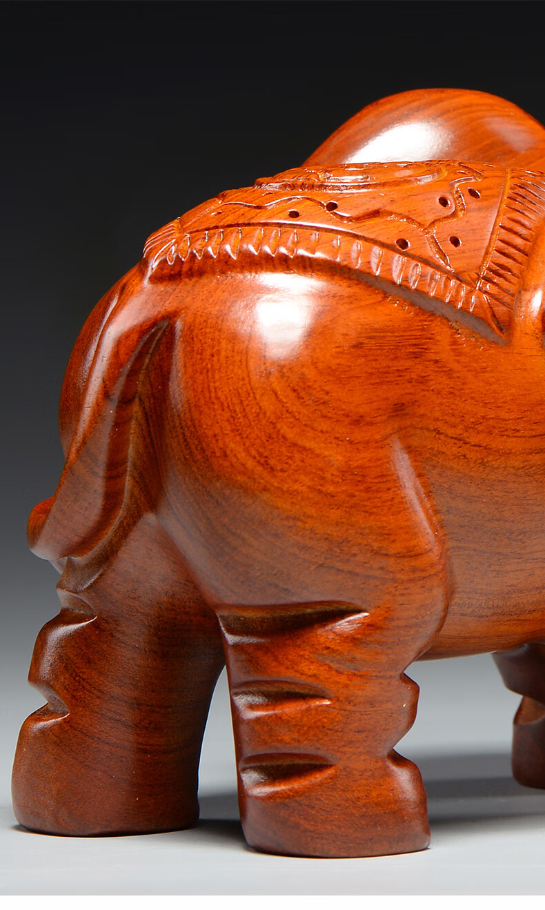 友漾花梨木雕大象摆件一对木质吸水象家居客厅装饰红木