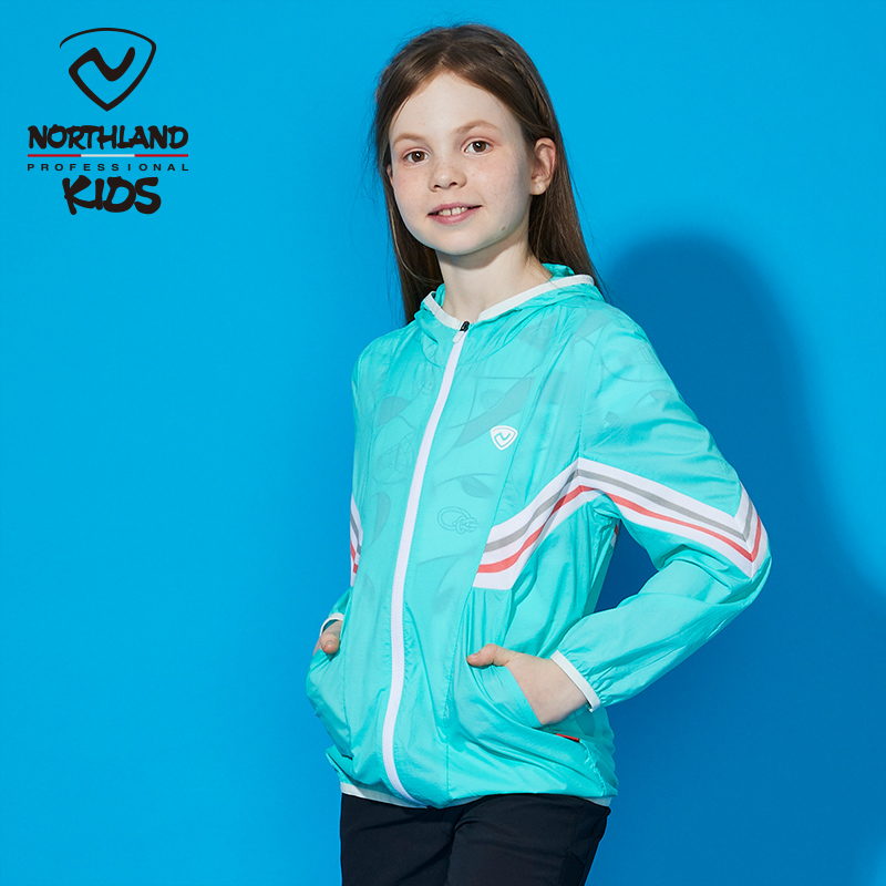 六一礼物诺诗兰童装女童2022新款夏儿童上衣大童皮肤衣外套静谧绿ct20