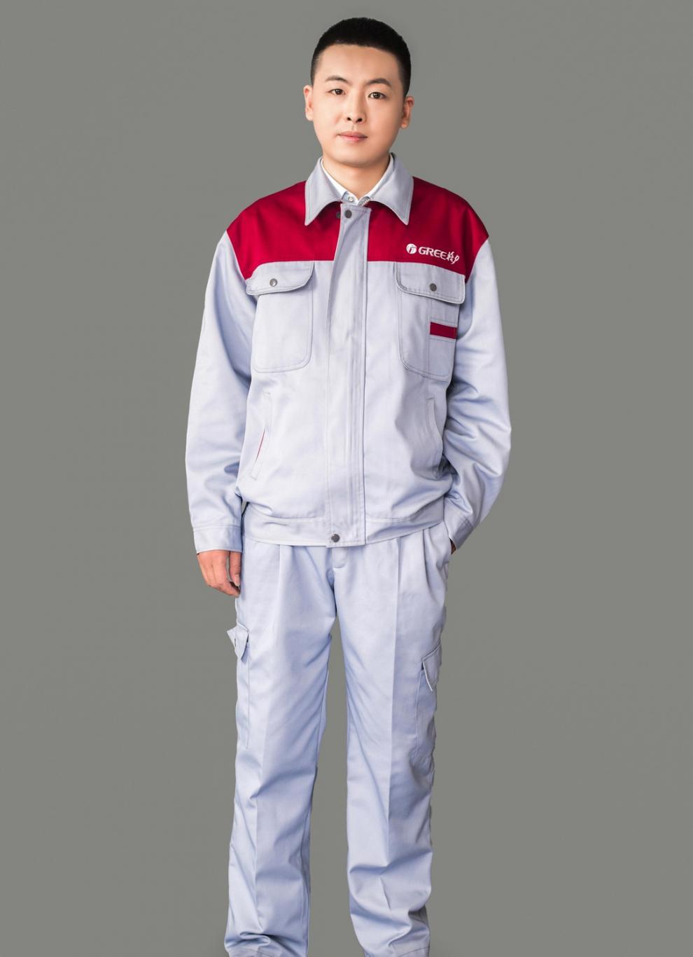 格力工作服春秋冬季长袖套装男加厚定制大金工作服m宝石蓝色格力上衣