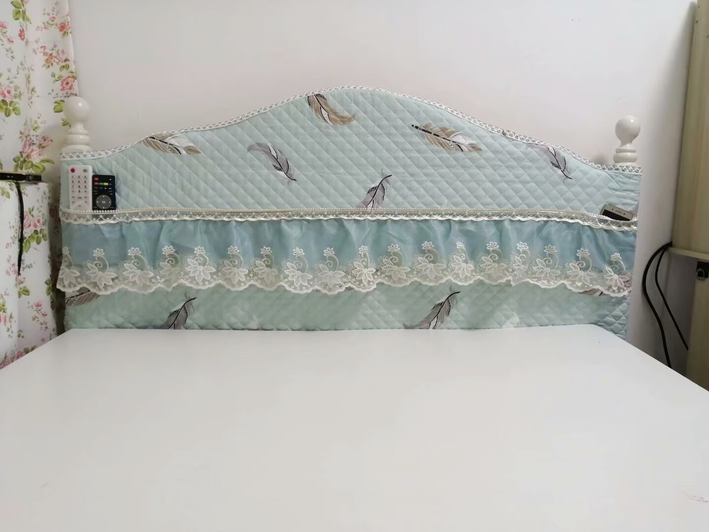 欧式简约现代不规则弧形半圆床头罩套公主棉布床头靠背防尘保护罩床头