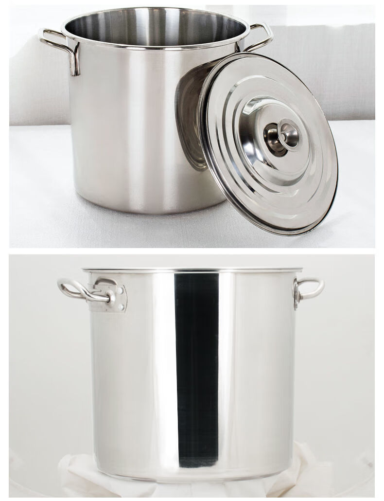 不锈钢汤桶家用商用特厚汤锅带盖储米桶加厚大容量油桶烧水桶圆桶新店