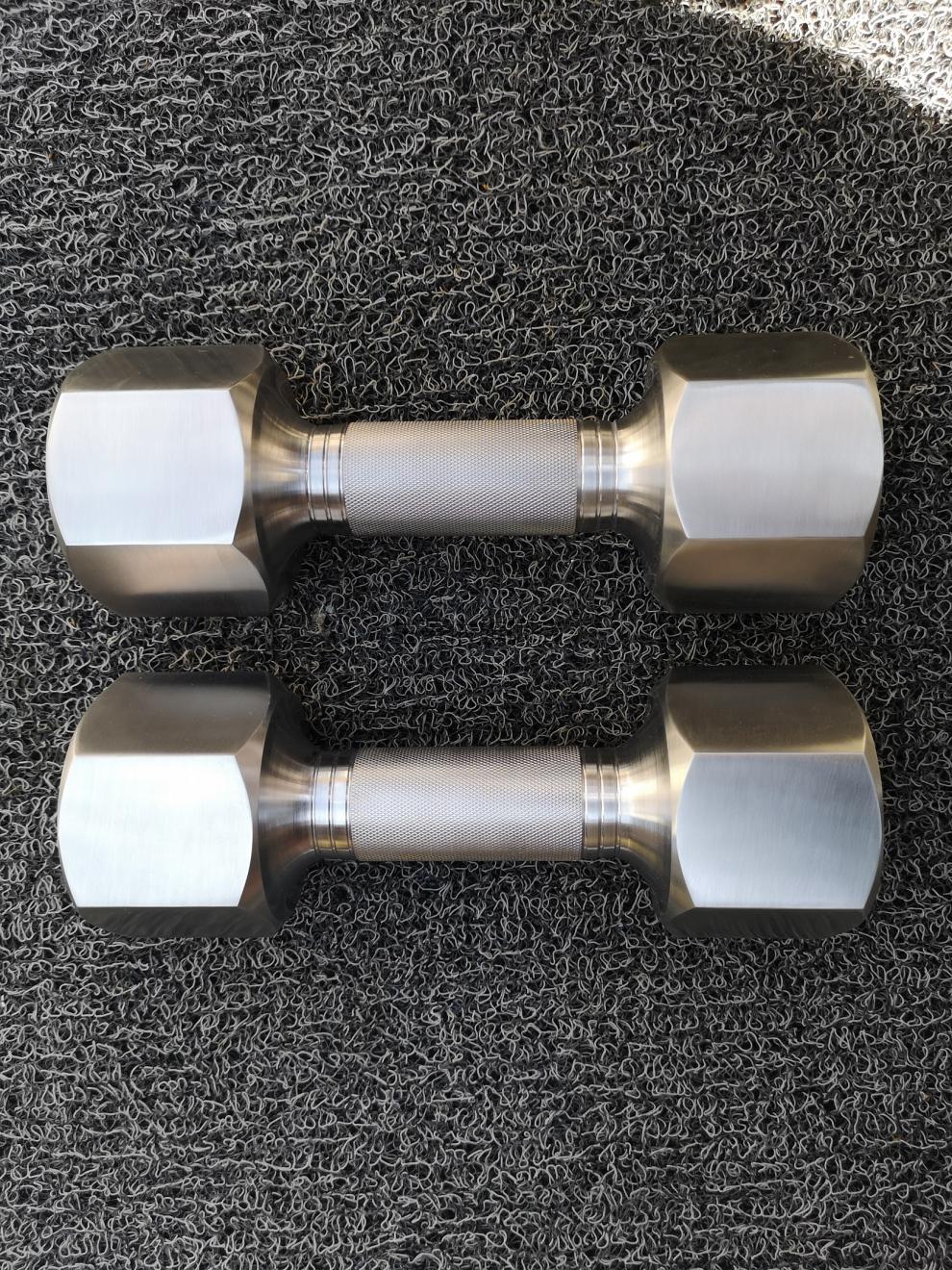 六角哑铃大重量304不锈钢一体六角六方哑铃男女士健身瑜伽训练哑铃 两