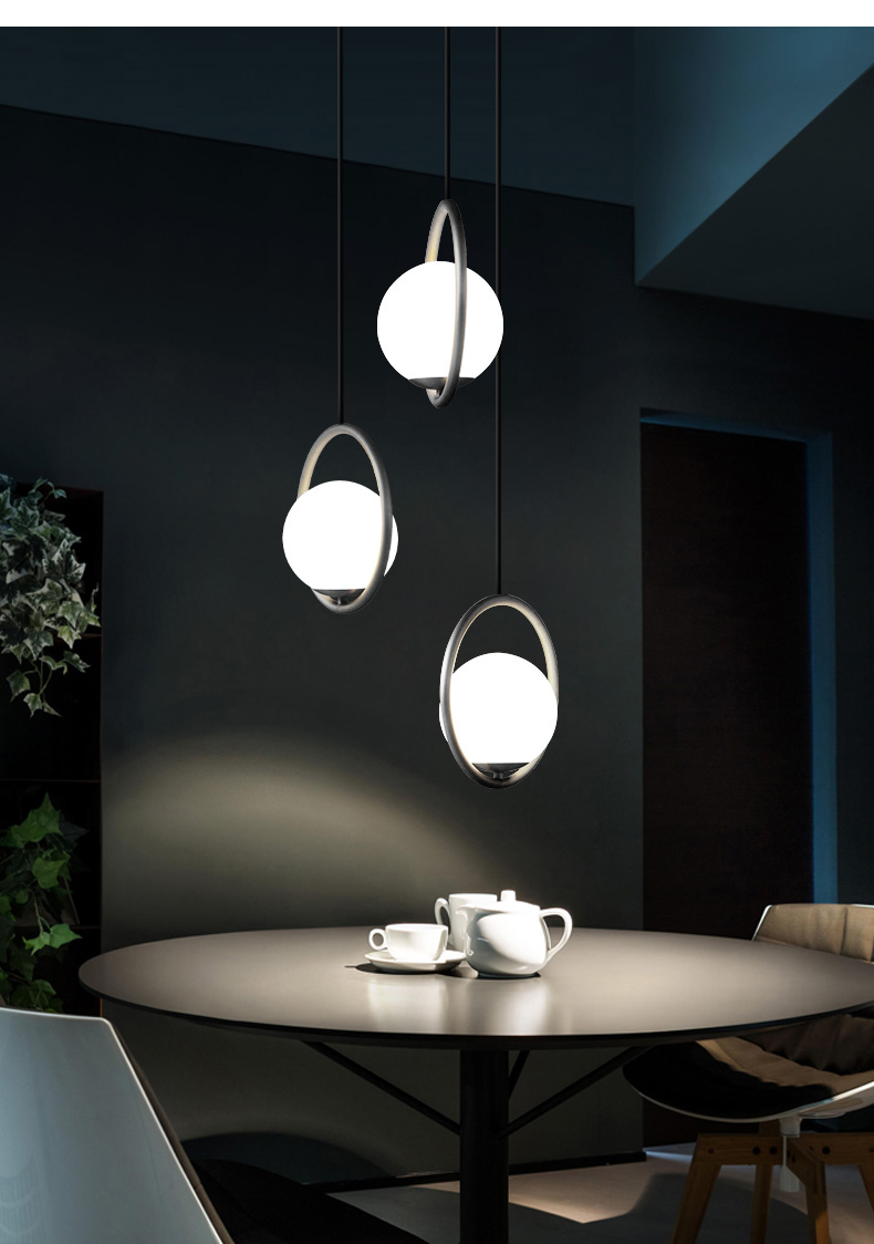 北欧风格餐厅灯具个性创意咖啡厅饭厅吧台灯椭圆形玻璃