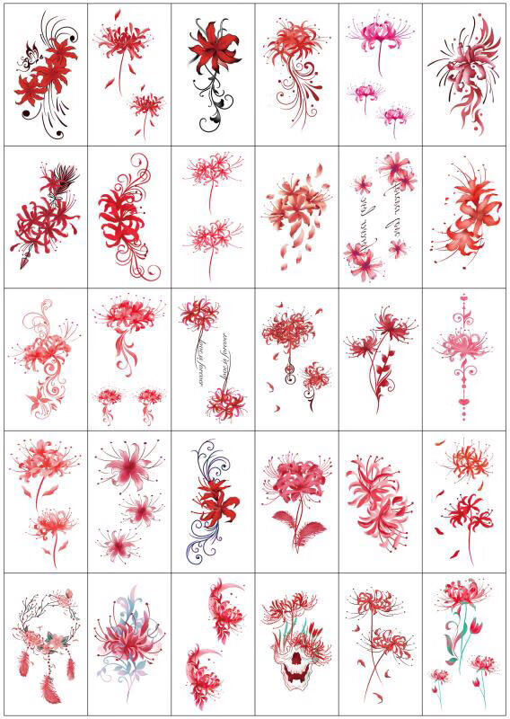 熹卡龙新品纹身贴半永久彼岸花纹身贴曼珠沙华防水女仿真小清新可爱