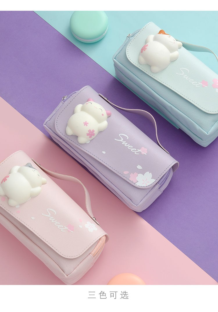 大容量多功能文具盒潮日系可爱少女心铅笔盒初高中生笔盒双层帆布文