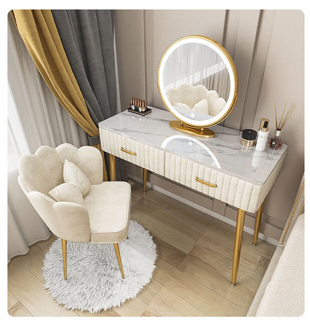 北欧风梳妆台网红ins化妆台现代简约卧室轻奢小户型化妆桌收纳粉色