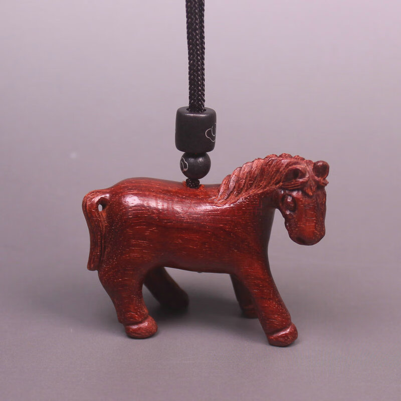 小叶紫檀吊坠小叶紫檀木雕马挂件项链钥匙扣马到成功红木马吊坠动物