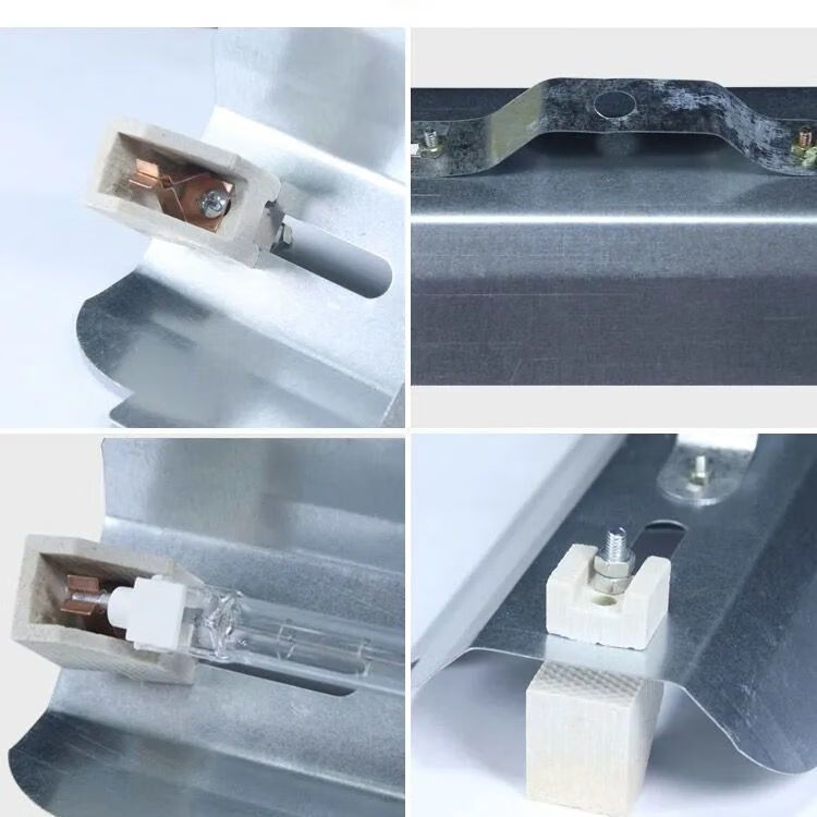 碘钨灯架500w/1000w通用卤钨灯太阳灯罩夹式灯管支架千瓦棒管 铝制灯
