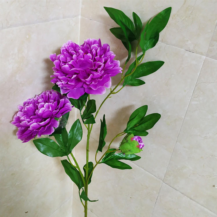 仿真富贵牡丹花高枝大朵假花绢花客厅落地装饰电视柜干花花束花艺8头