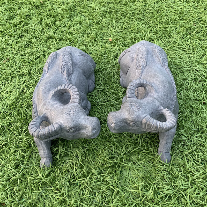 石牛石雕牛摆件石头石材雕刻石水牛石刻卧牛工艺品十二生肖青石牛 长