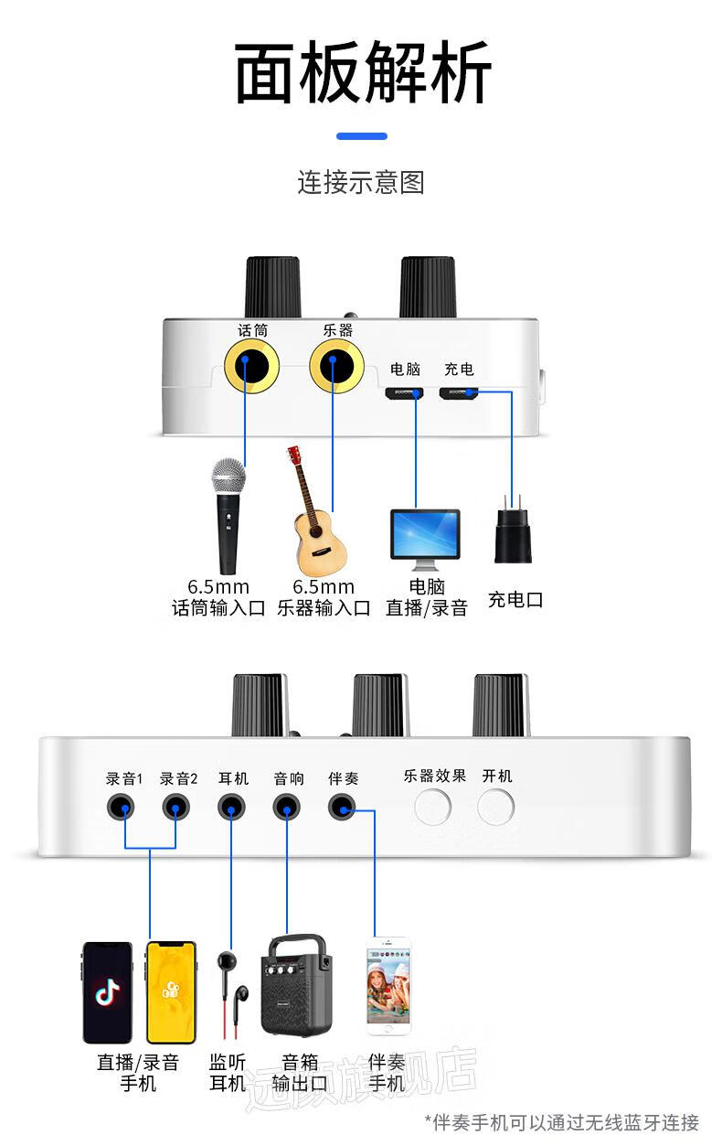 手机直播声卡吉他录音弹唱乐器电吹管二胡古筝古琴混响尚好sh561sh561