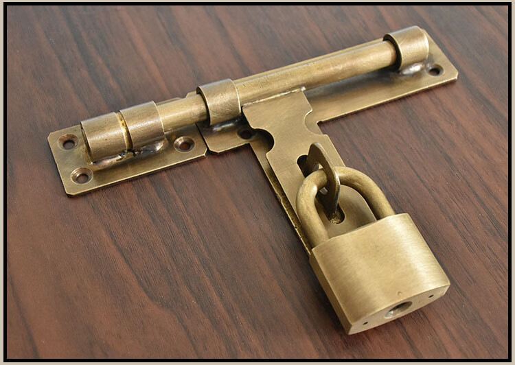 仿古铜门栓中式明装实木门插销全铜复古门锁扣老式门闩销子配件 12cm