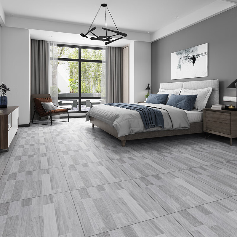 灰色瓷砖600x600客厅卧室滑耐磨仿木纹地板砖800x800亚光仿古砖8d80