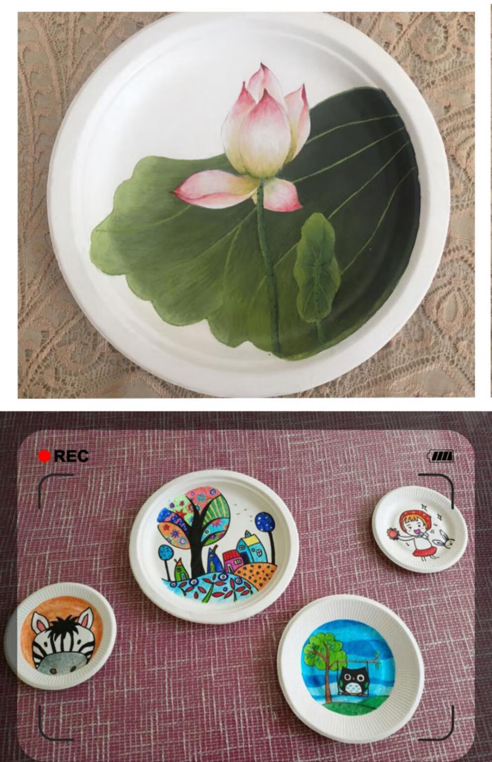 w一次性盘子彩色纸盘工diy绘画画盘子纸碗蛋糕餐盘纸碟子纸盘50装小号