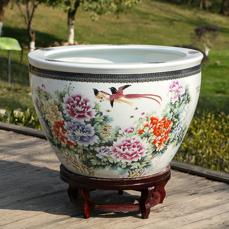 景德镇陶瓷鱼缸特大号水缸荷花缸养锦鲤缸家用客厅落地风水缸欧凯奇墨