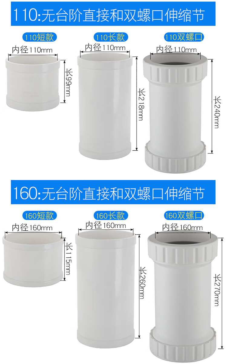 厨房立管伸缩节高度图片