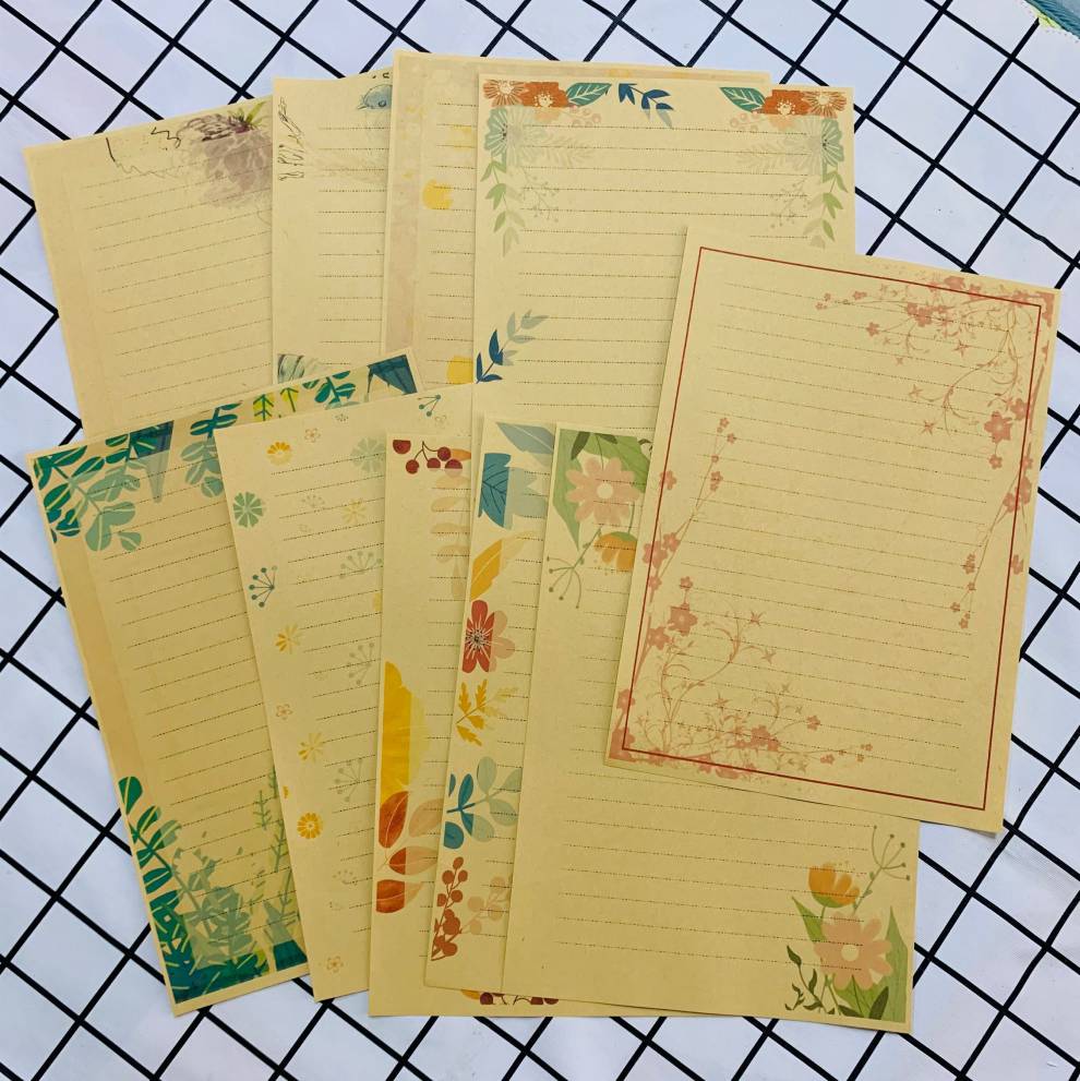 华幻信封信纸精美a4牛皮纸横线信笺浪漫情书唯美碎花花边信纸精美打印